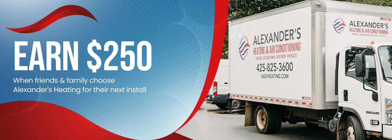 Alexanders Heating service truck on route